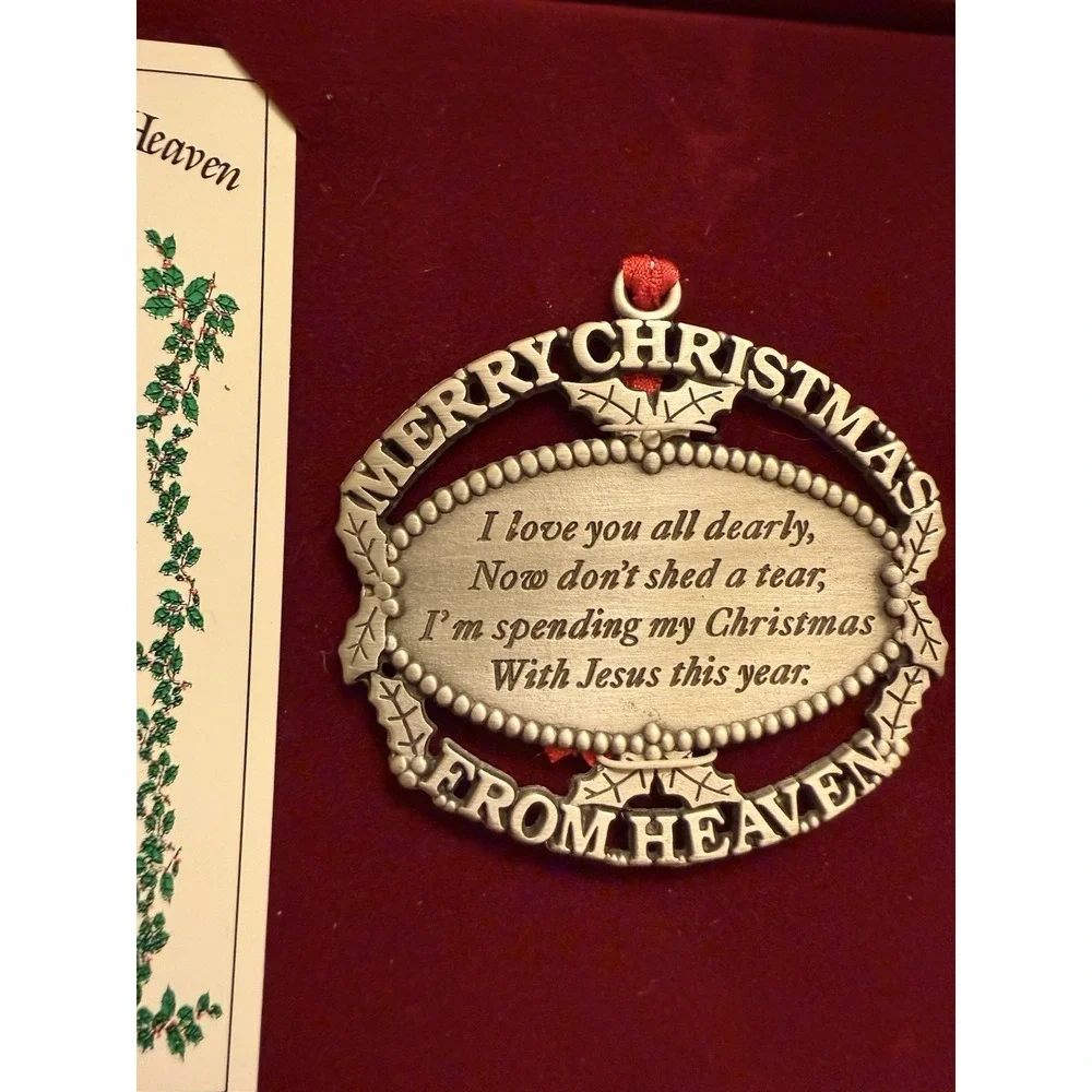 Merry Christmas From Heaven Pewter Ornament, Loved One Memorial Tree Decoration‎